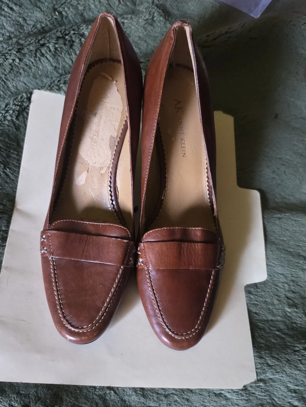 Anne Klein Women's Brown Leather Penny Loafers